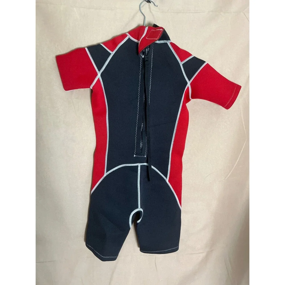 Yikayin Wetsuit Kids Unisex XS Red Black Excellent 2.5mm Thermal Shorty Neoprene